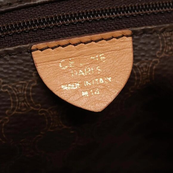 CELINE Macadam Canvas Tote Bag PVC Leather Brown Gold Auth mr1098 - Picture 13 of 16